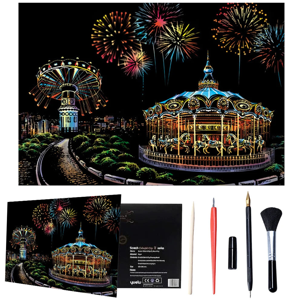 DIY Night View Scratch Art Kit – Relax & Create Your Own Artwork