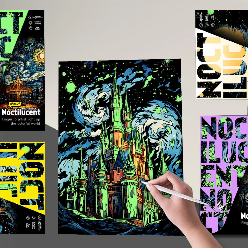 Glow-in-the-Dark Scratch Art Kit for Adults – 2pcs Rainbow Scratch Paper | Relaxing Mindful Craft Gift