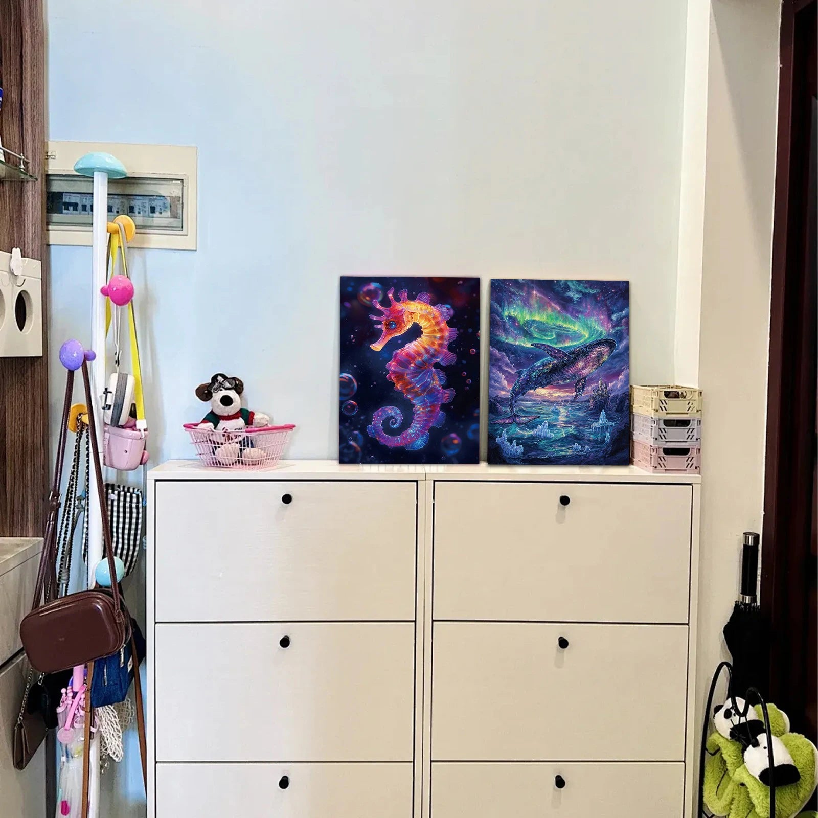 4 Pcs/Set A4 DIY Scratch Painting Sea World Butterfly Peacock Whale Noctilucent Scratch Painting Drawing Artistic Work