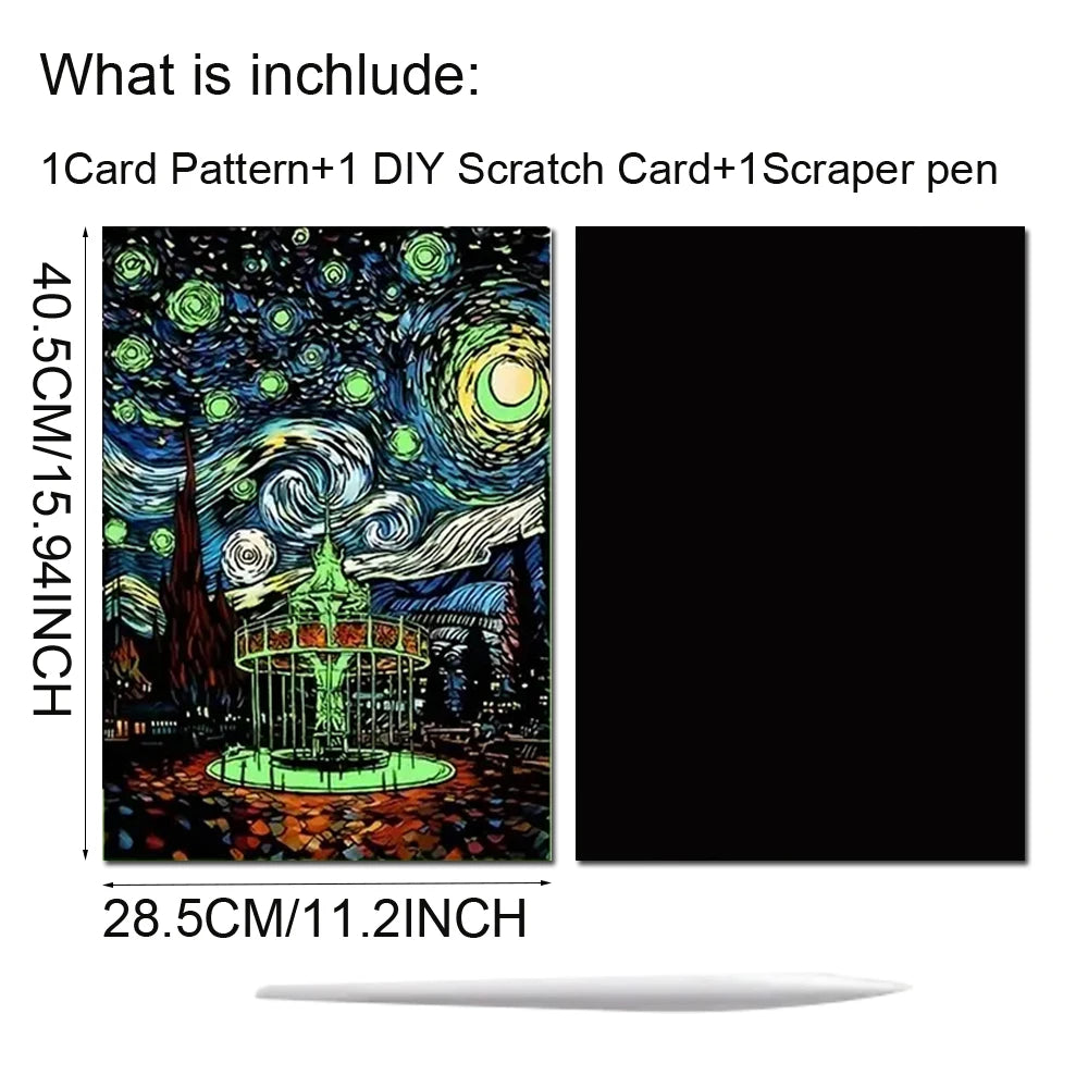 Glow-in-the-Dark Scratch Art Kit for Adults – 2pcs Rainbow Scratch Paper | Relaxing Mindful Craft Gift