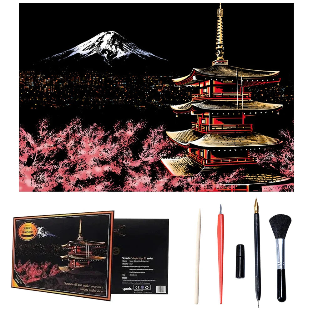 DIY Night View Scratch Art Kit – Relax & Create Your Own Artwork