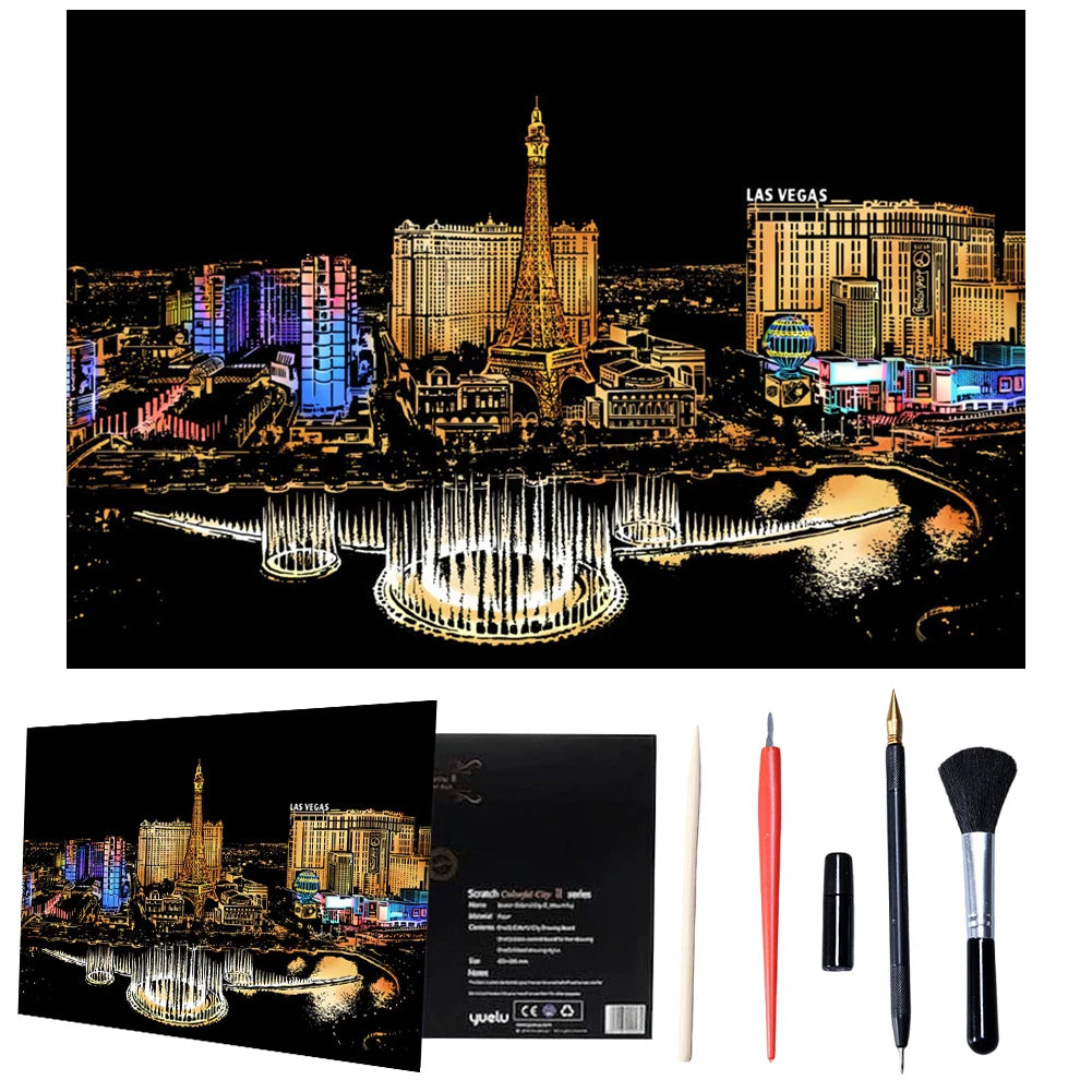DIY Night View Scratch Art Kit – Relax & Create Your Own Artwork