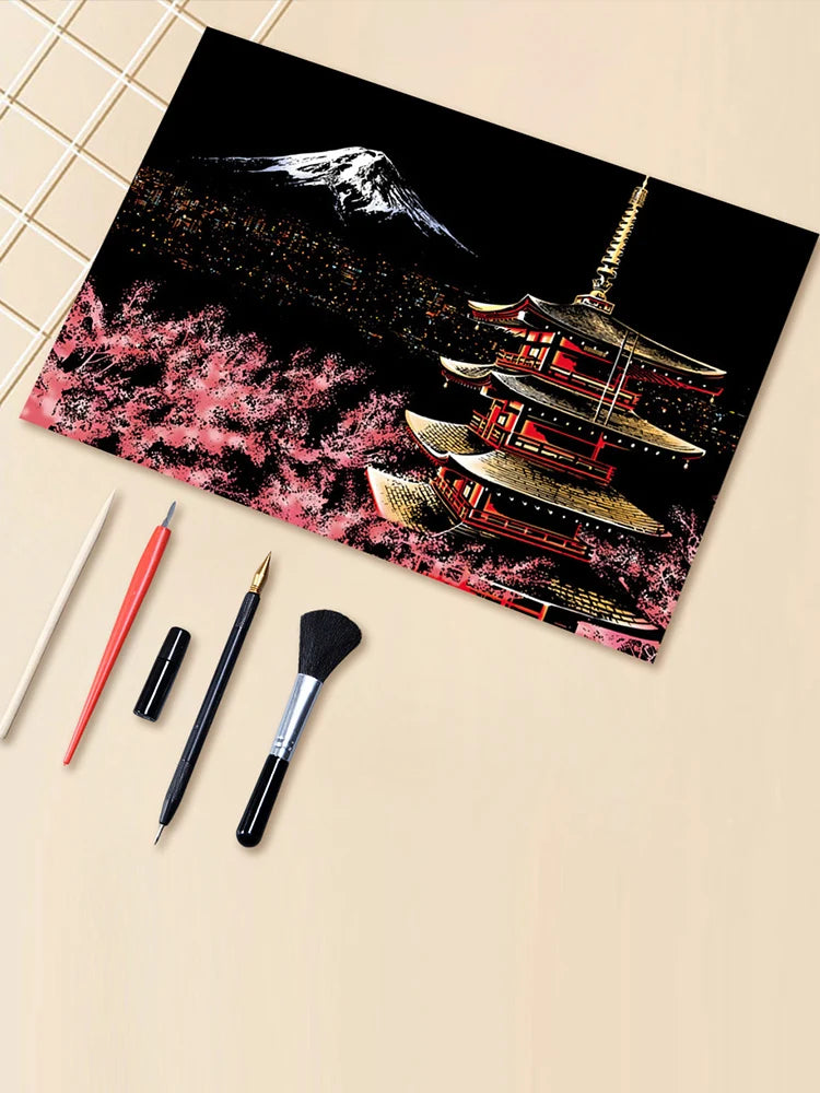 DIY Night View Scratch Art Kit – Relax & Create Your Own Artwork