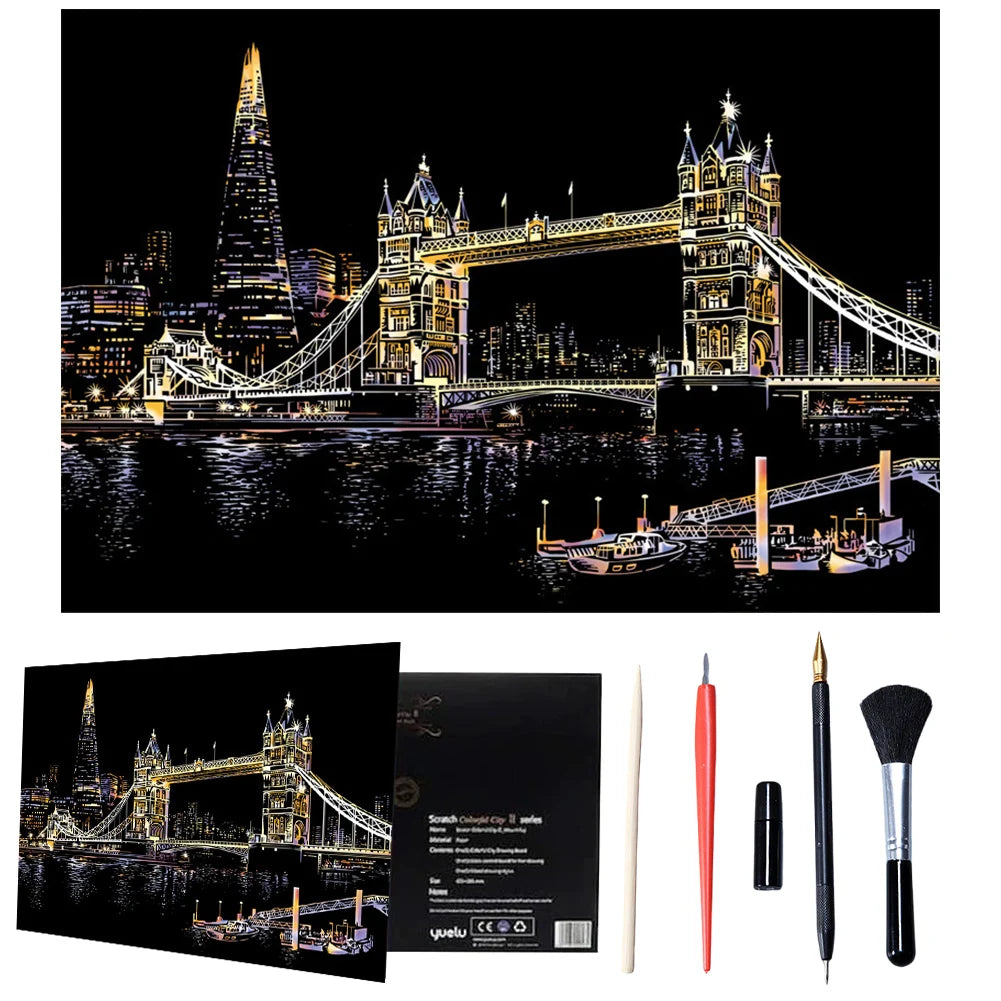 DIY Night View Scratch Art Kit – Relax & Create Your Own Artwork