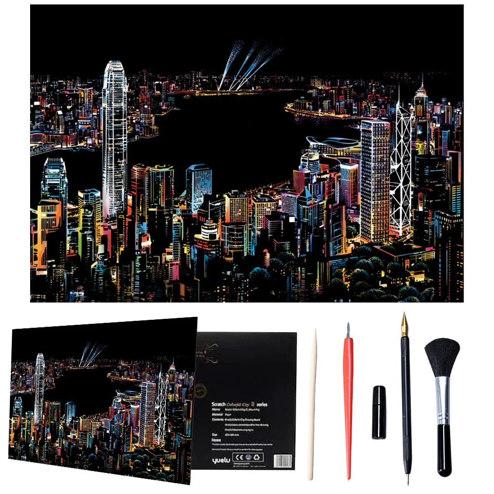 DIY Night View Scratch Art Kit – Relax & Create Your Own Artwork