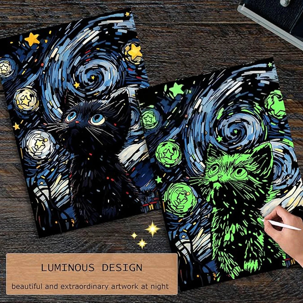 Glow-in-the-Dark Scratch Art Kit for Adults – 2pcs Rainbow Scratch Paper | Relaxing Mindful Craft Gift