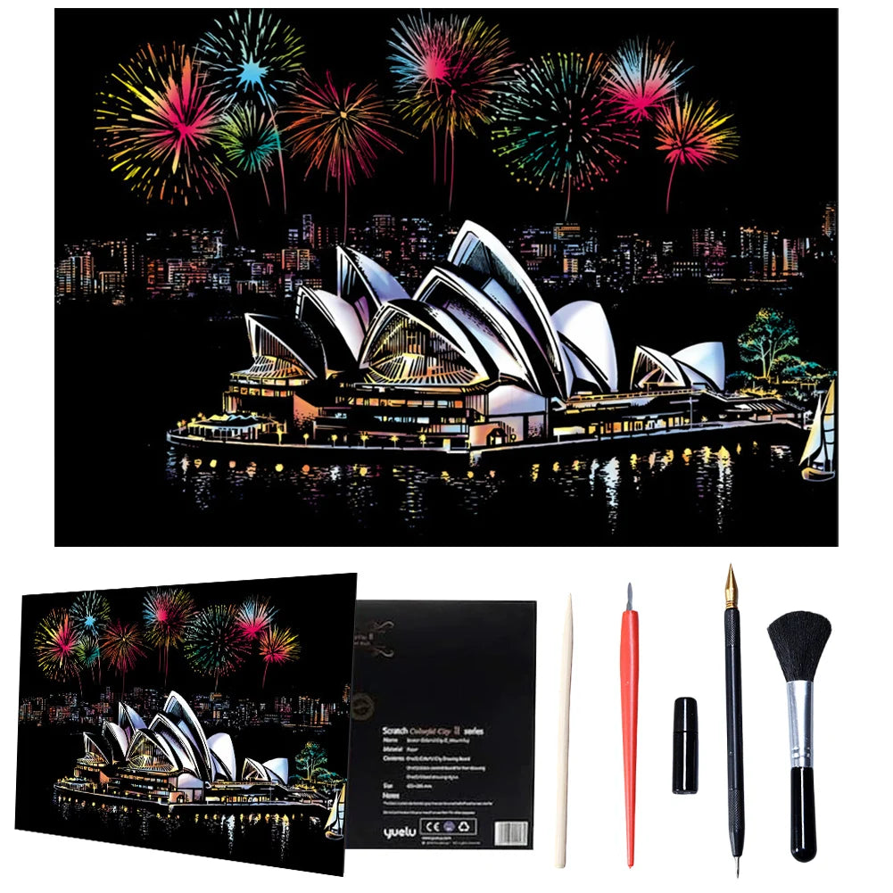 DIY Night View Scratch Art Kit – Relax & Create Your Own Artwork