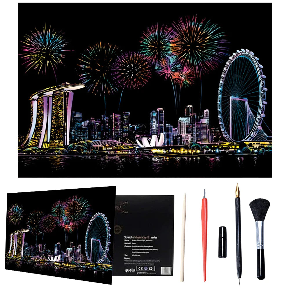DIY Night View Scratch Art Kit – Relax & Create Your Own Artwork