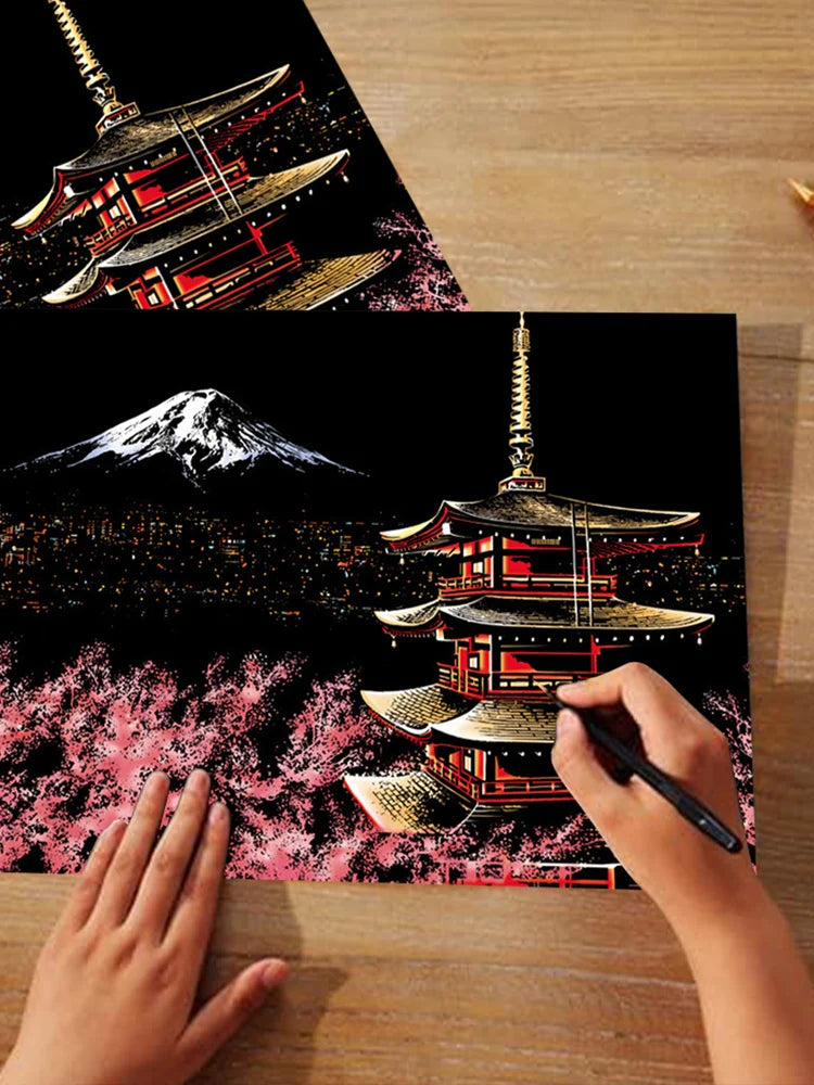 DIY Night View Scratch Art Kit – Relax & Create Your Own Artwork
