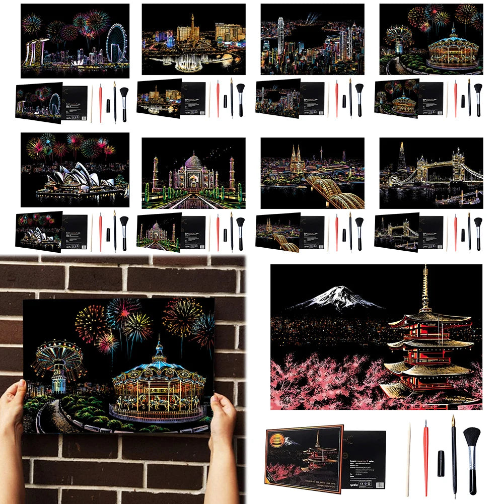DIY Night View Scratch Art Kit – Relax & Create Your Own Artwork