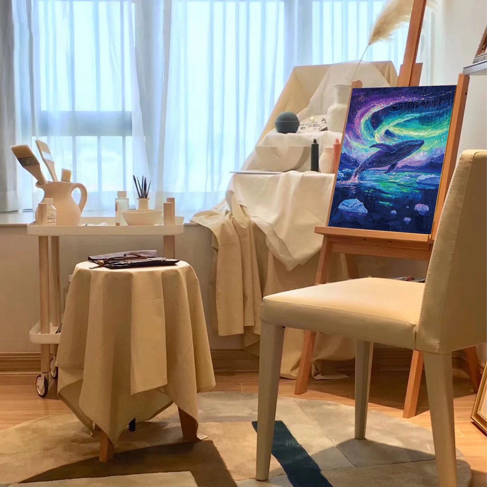 4 Pcs/Set A4 DIY Scratch Painting Sea World Butterfly Peacock Whale Noctilucent Scratch Painting Drawing Artistic Work